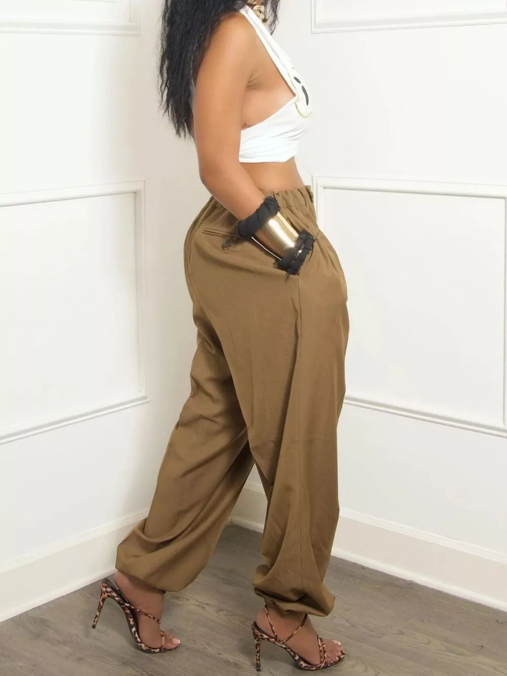 Elastic Waist Loose Fit Pants, image 7