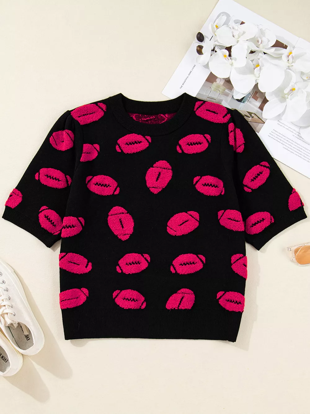 Casual Knit Short Sleeve Sweater, image 2
