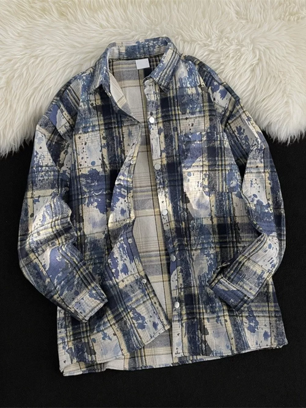 Men's Plus Size Plaid Button Up Casual Shacket, image 2