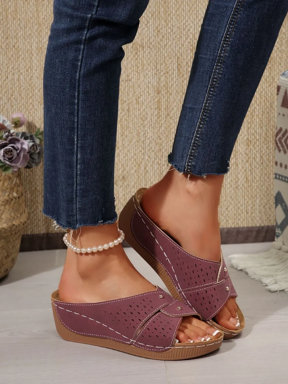 Hollow Out Wedge Comfort Sandals, image 12