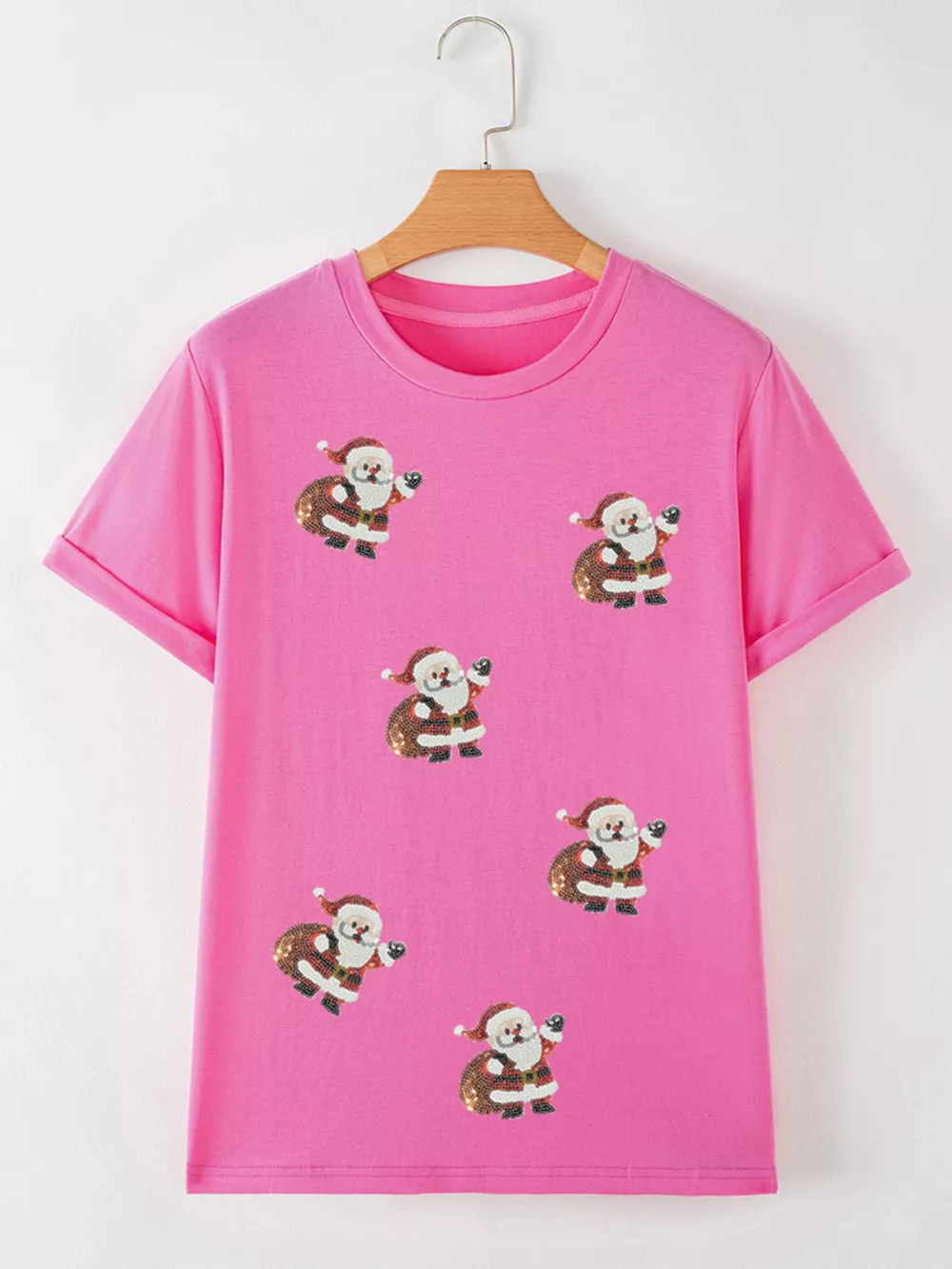 Santa Claus Deliver Gifts Sequin Short Sleeve Tee, image 2