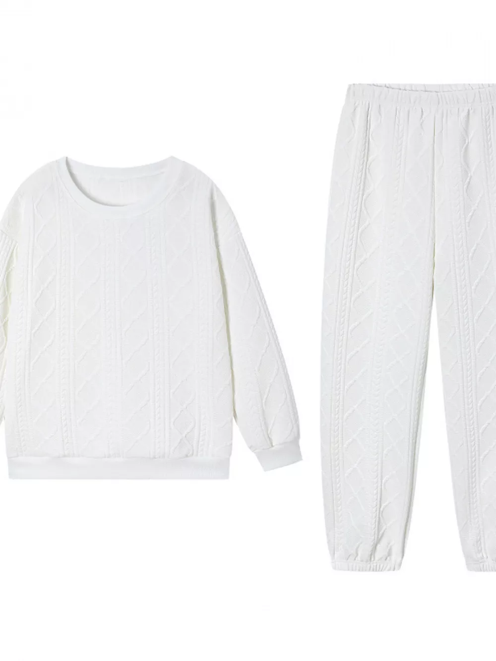 Texture Round Neck Top and Pants Set, image 4