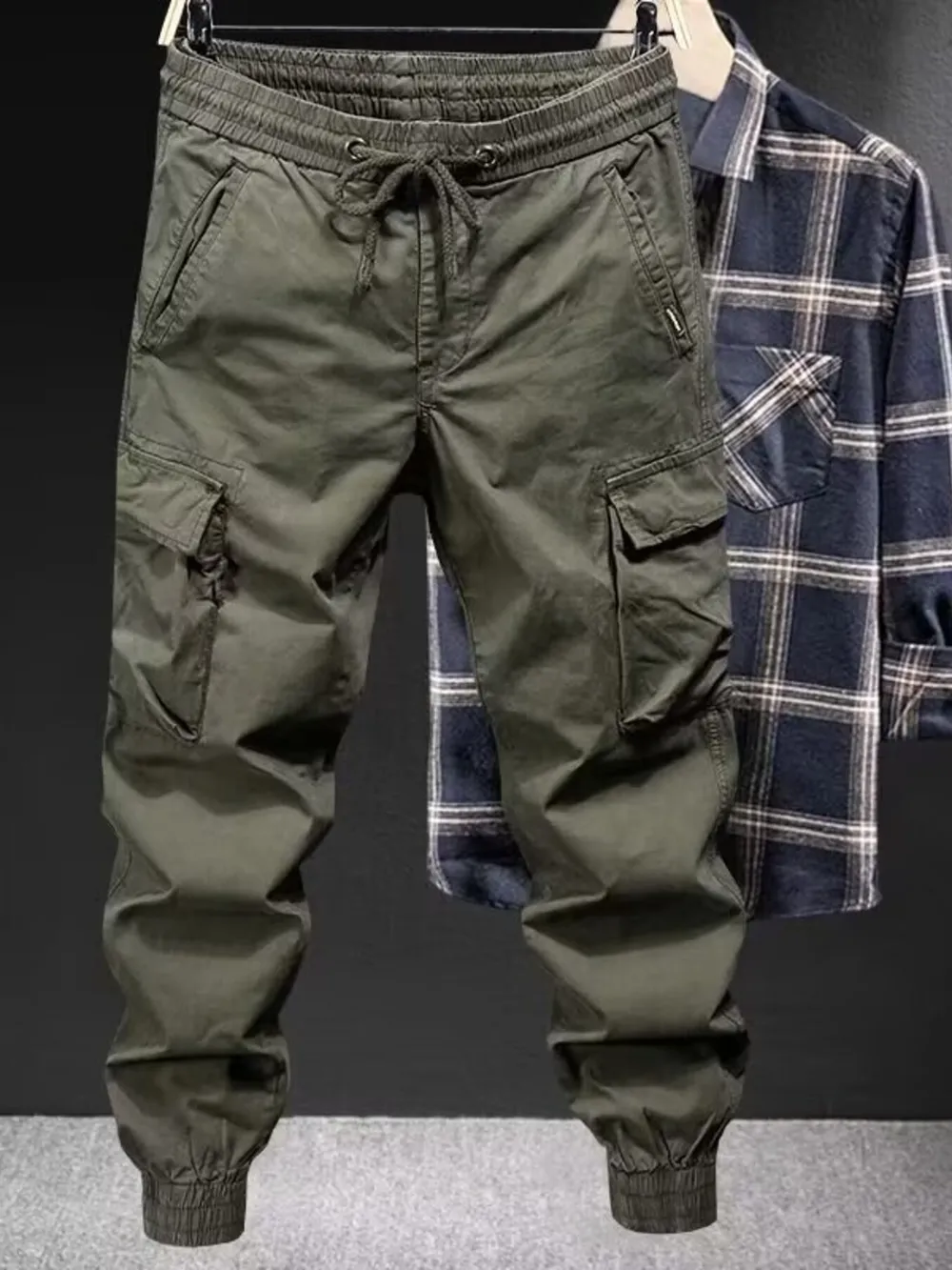 Men's Plus Size Drawstring Joggers with Pockets, image 2