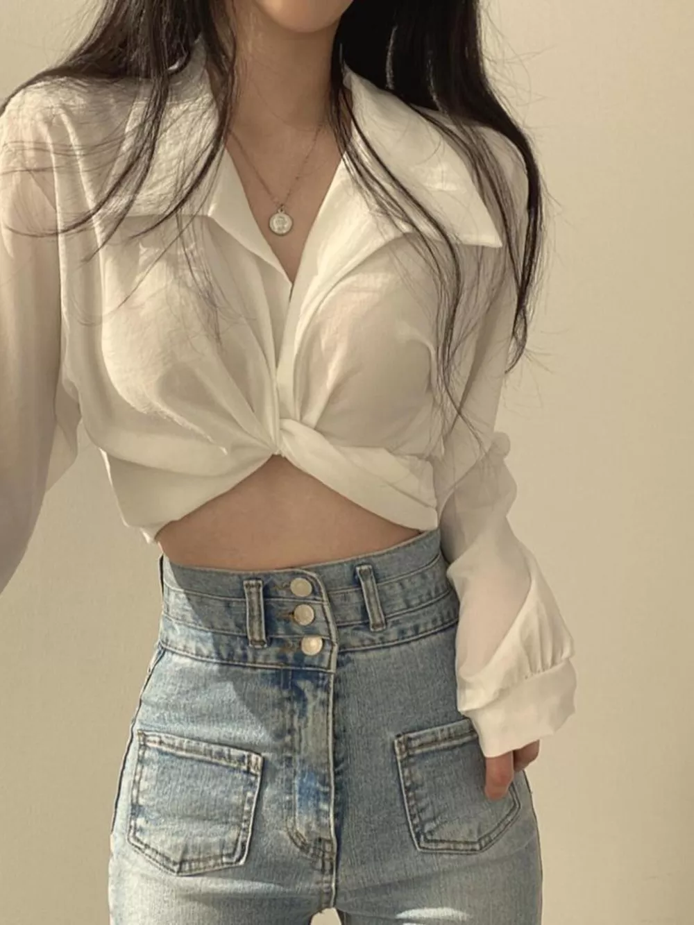Twisted Front Long Sleeve Shirt, image 6