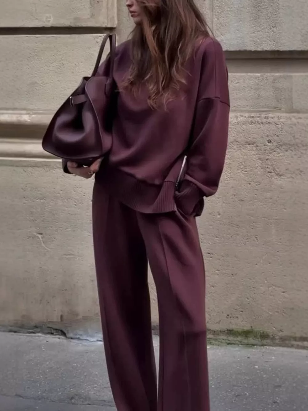 Turtleneck Dropped Shoulder Top and Pants Set