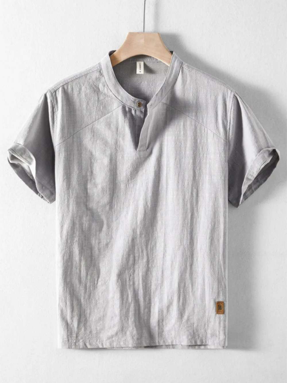 Men's Plus Size Short Sleeve Button Detail Blouse, image 2