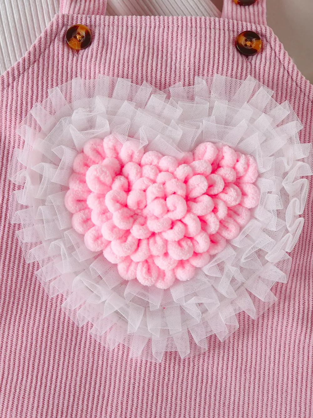 Children's Heart Decor Corduroy Overall Dress & Ribbed Top Set, image 4