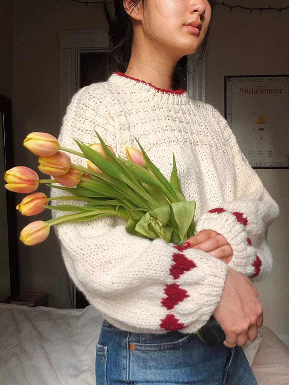 Contrast Trim Round Neck Sweater, image 2