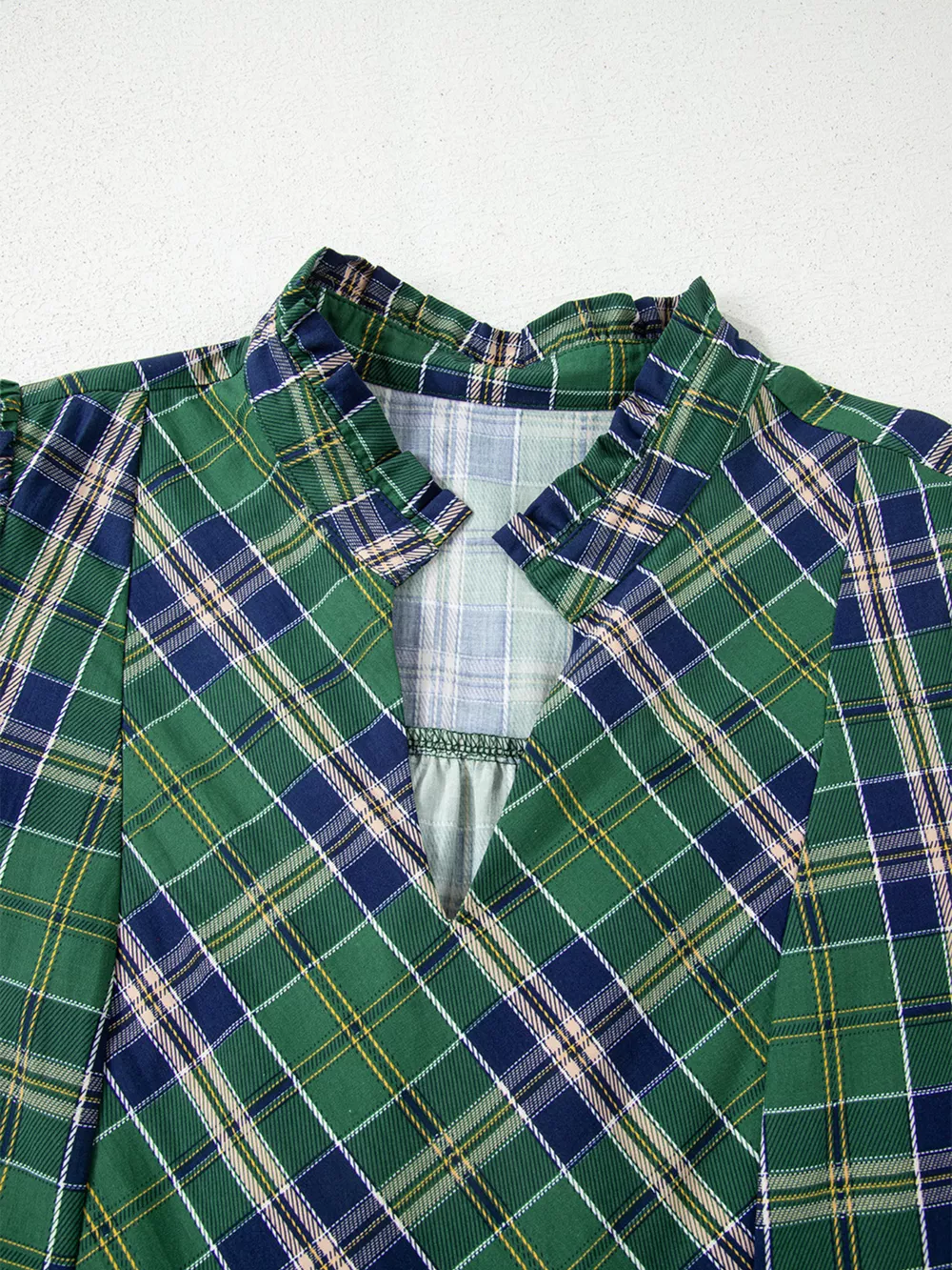 Plaid Frilly Collar Long Sleeve Shift Mini Dress, image 5