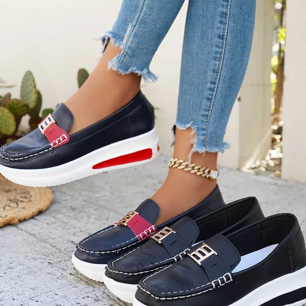 Metal Buckle Round Toe Slip-Ons, image 8