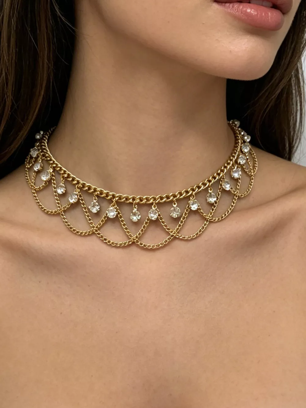 18K Gold-Plated Zircon Chain Necklace, image 4