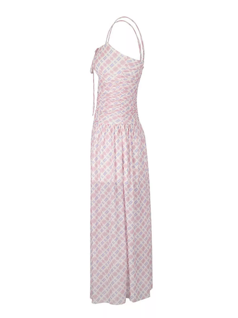 Plaid Spaghetti Strap Maxi Dress, image 5