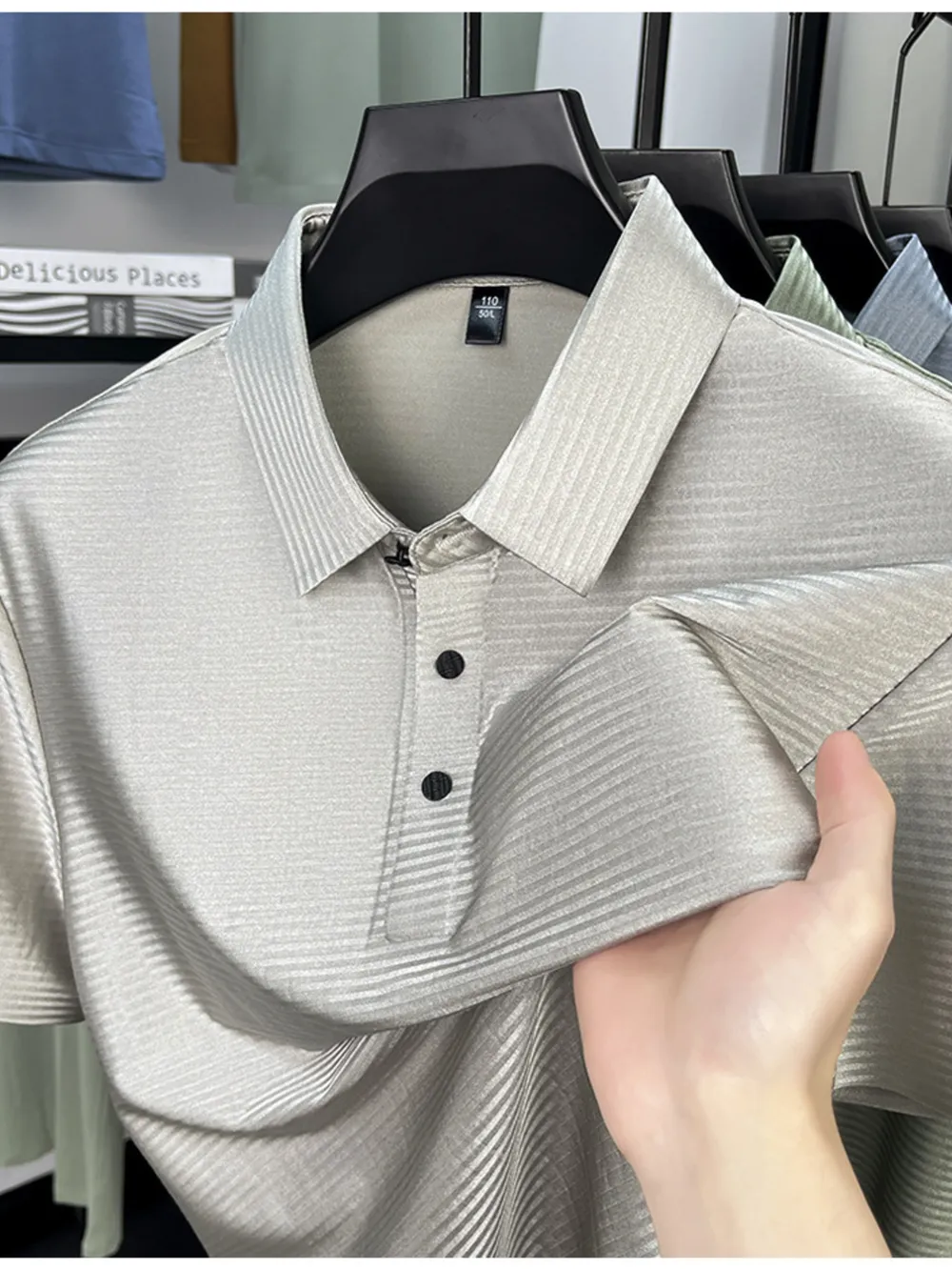 Men's Plus Size Button Detail Short Sleeve Polo, image 3