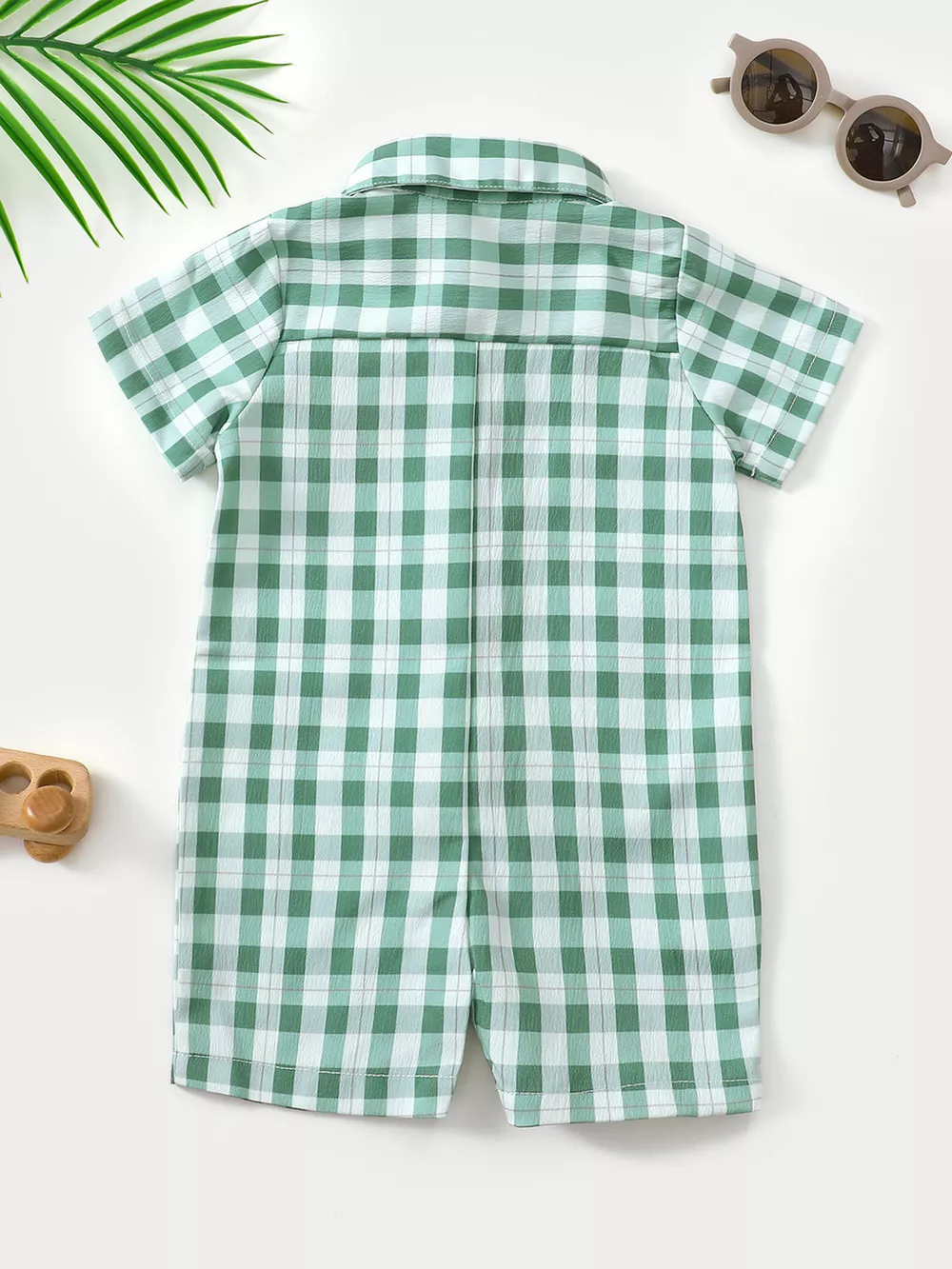 Children's Gingham Duck Embroidered One-Piece, image 3