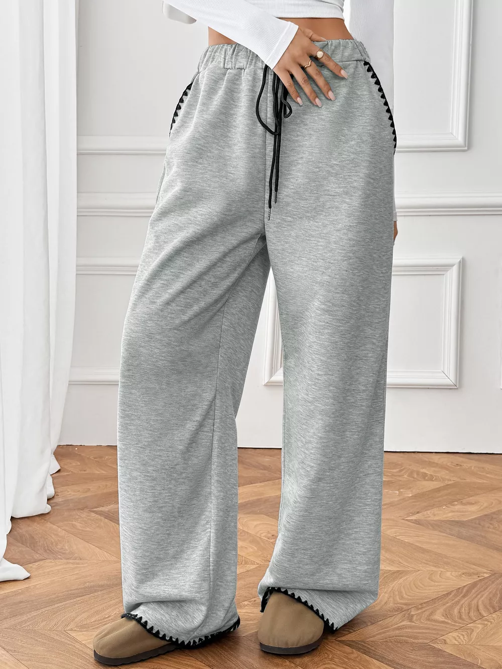 Wide-Leg Drawstring Pants, image 3