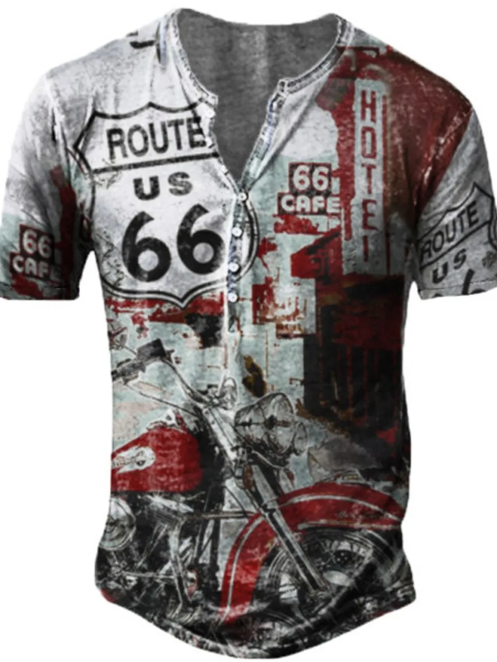 Men's Full Size Button Detail Short Sleeve T-Shirt Plus Size, image 5