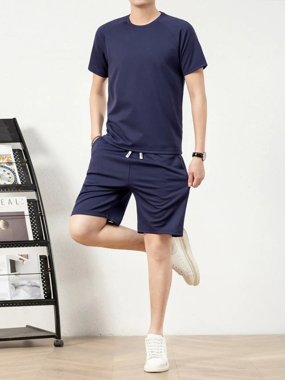 Men's Plus Size Short Sleeve Top and Shorts Set, image 10