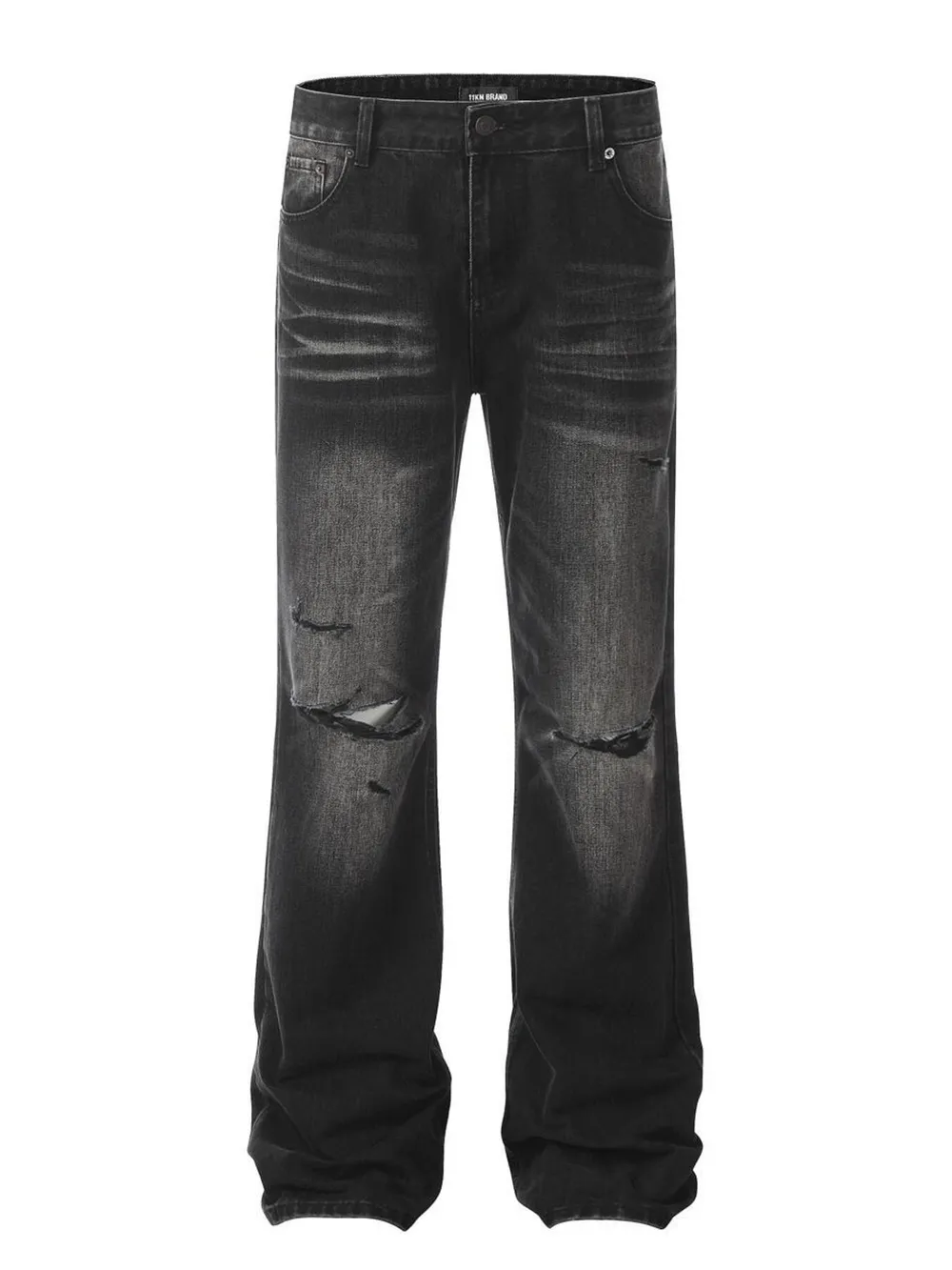 Men's Distressed Wide Leg Denim Jeans