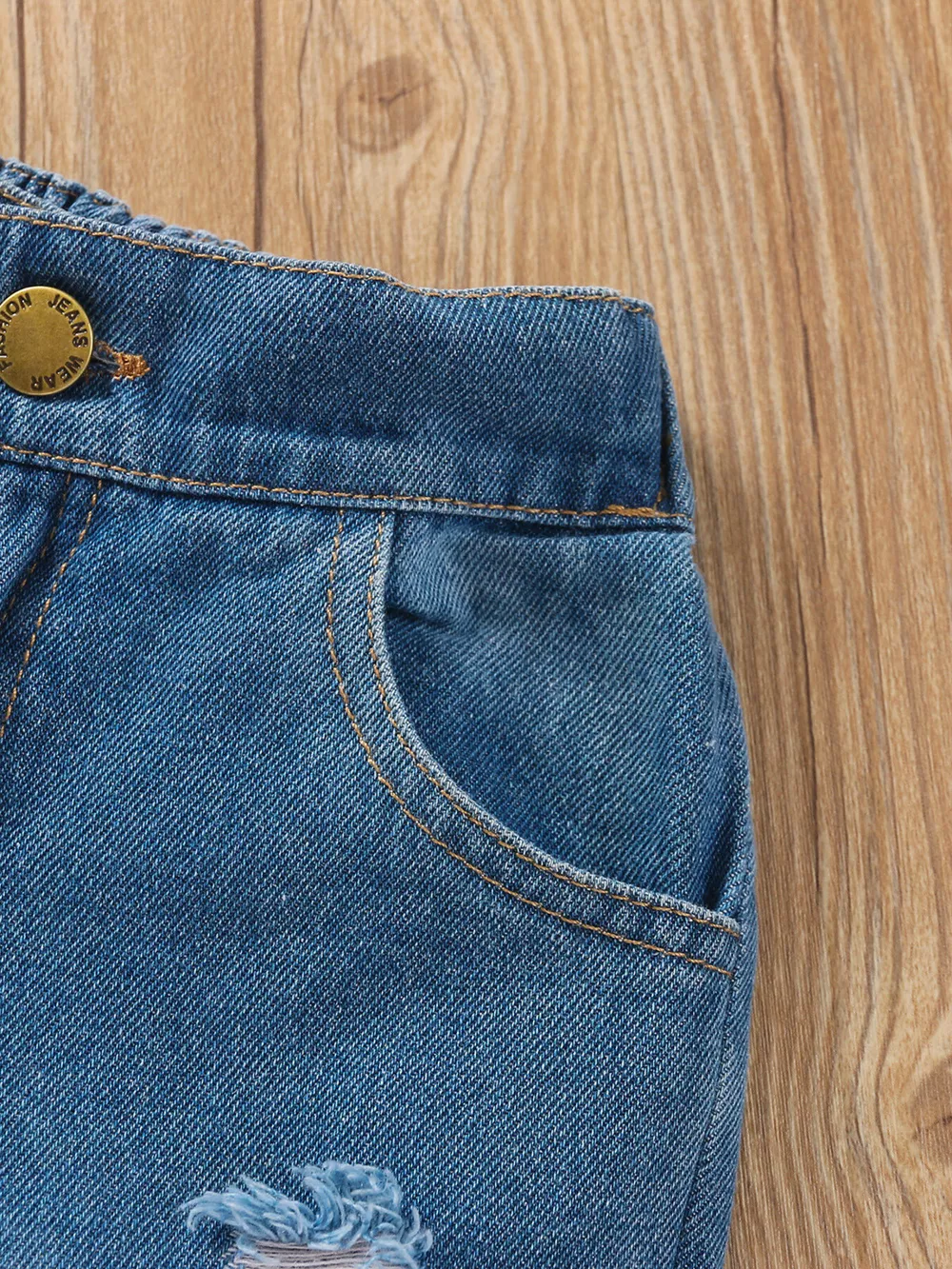 Children's Tie Shoulder Tank and Distressed Jeans Set, image 7