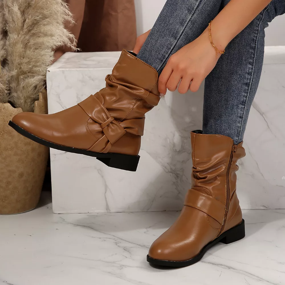 Round Toe Low Heel Boots, image 12