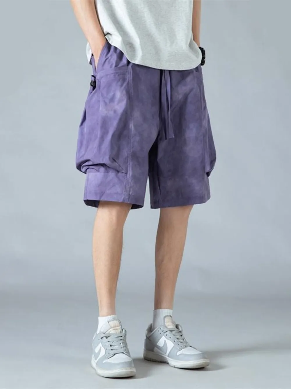 Men's Full Size Elastic Waist Cargo Shorts with Multi-Pockets Plus Size