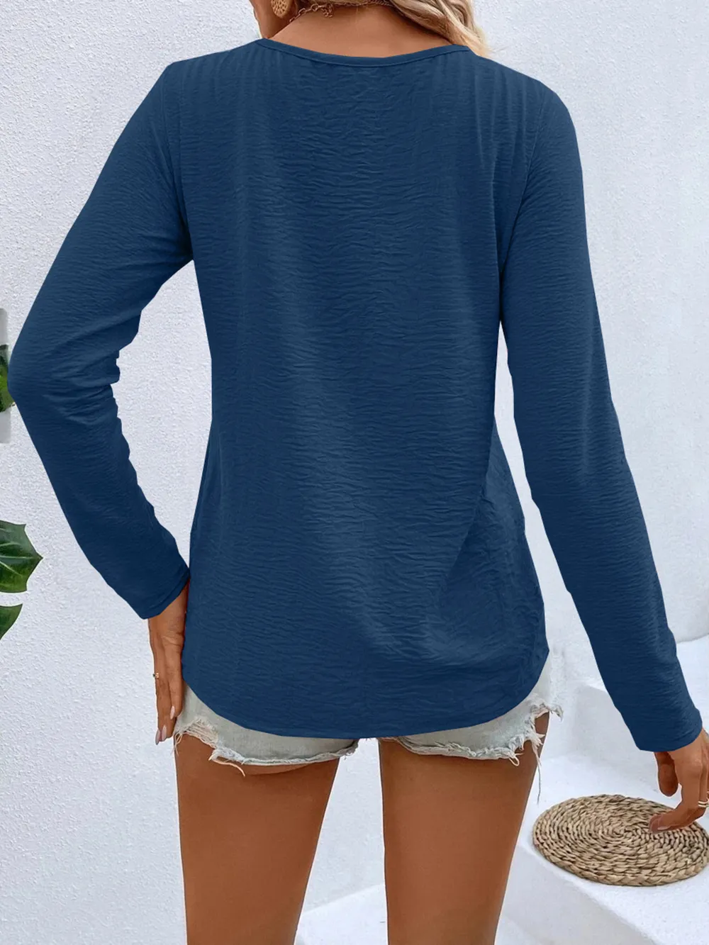 Full Size V-Neck Long Sleeve T-Shirt Plus Size, image 20