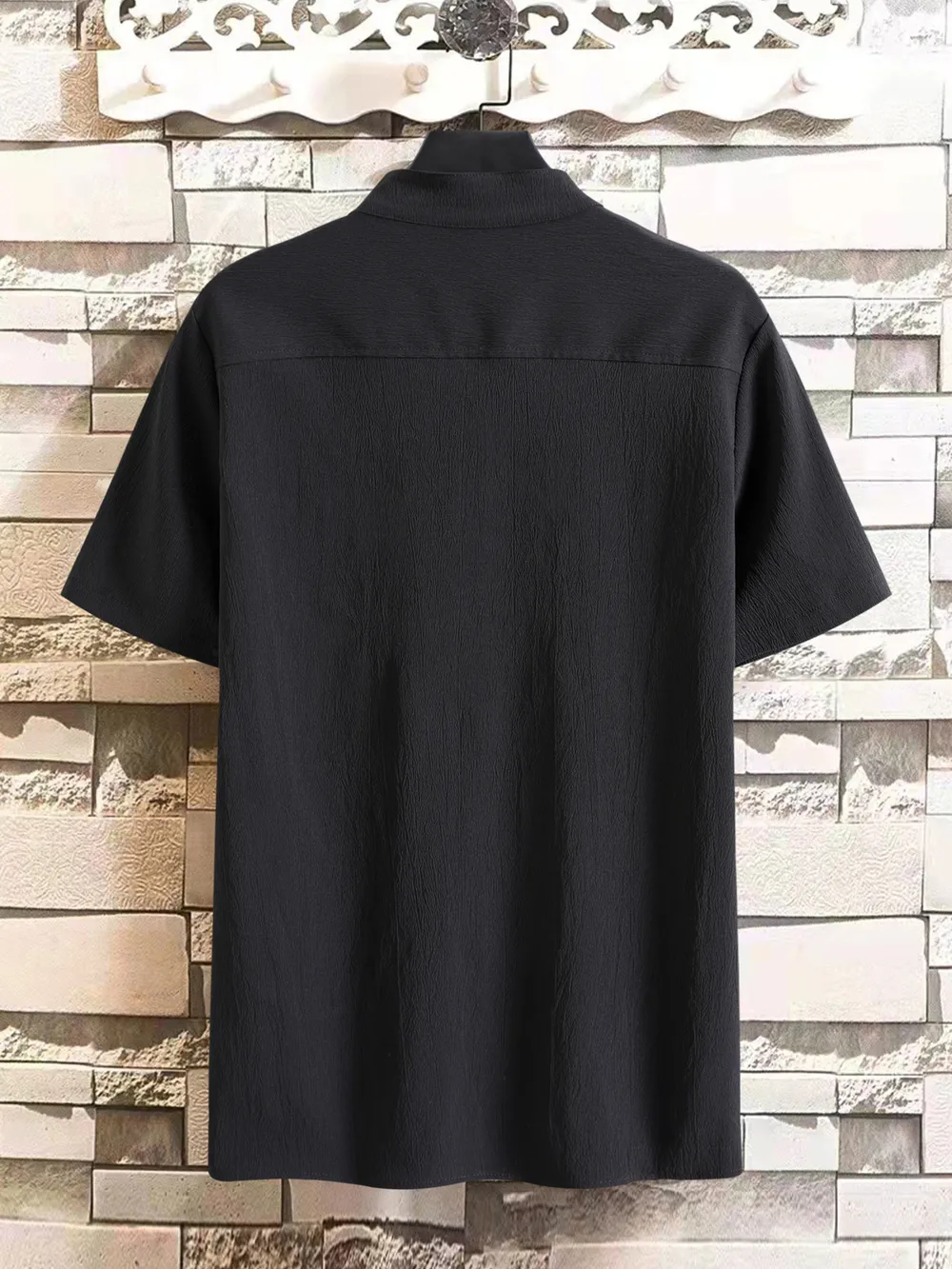Men's Plus Size Button Detail Short Sleeve Blouse, image 3
