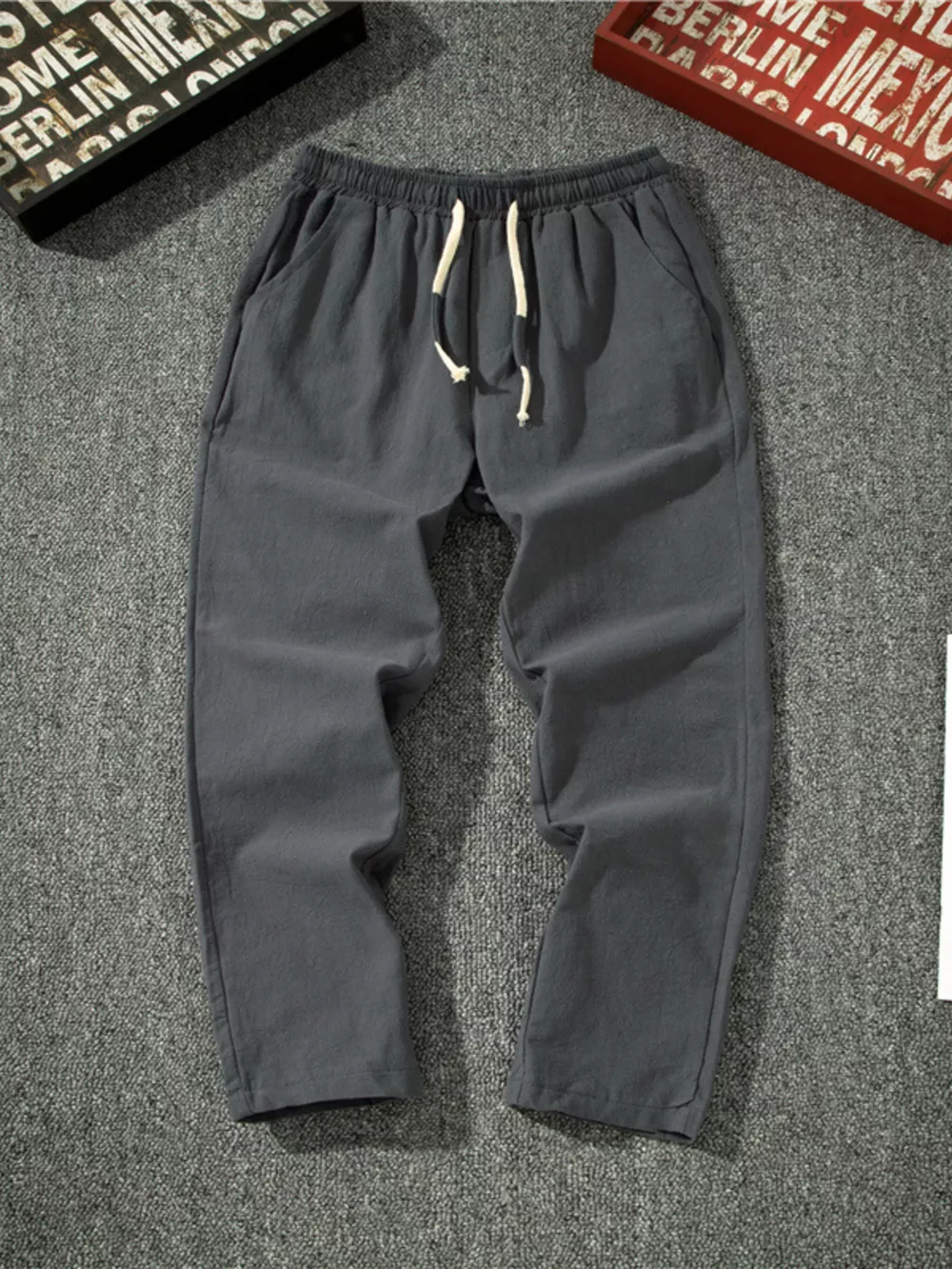 Men's Plus Size Drawstring Loose Fit Pants, image 3