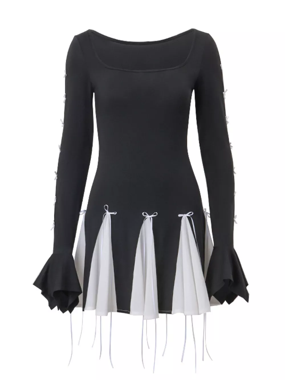 Two Tone Bowknot Decor Mini Dress, image 8