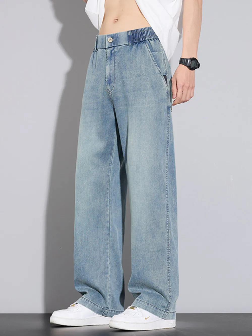Men's Wide Leg Relaxed Fit Jeans, image 5