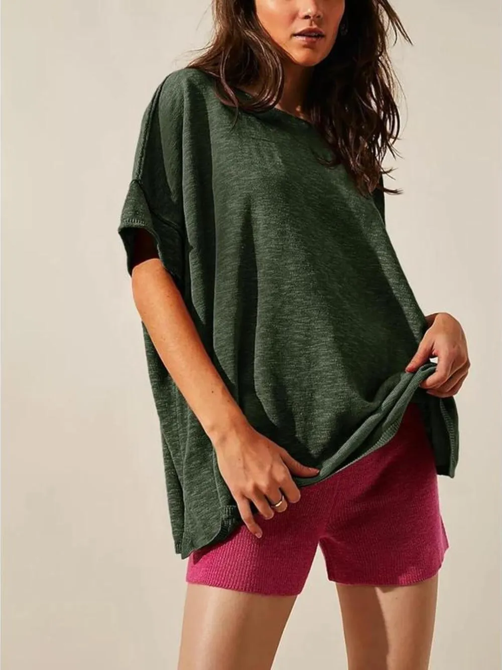 Oversized Round Neck Drop-Shoulder T-Shirt, image 2