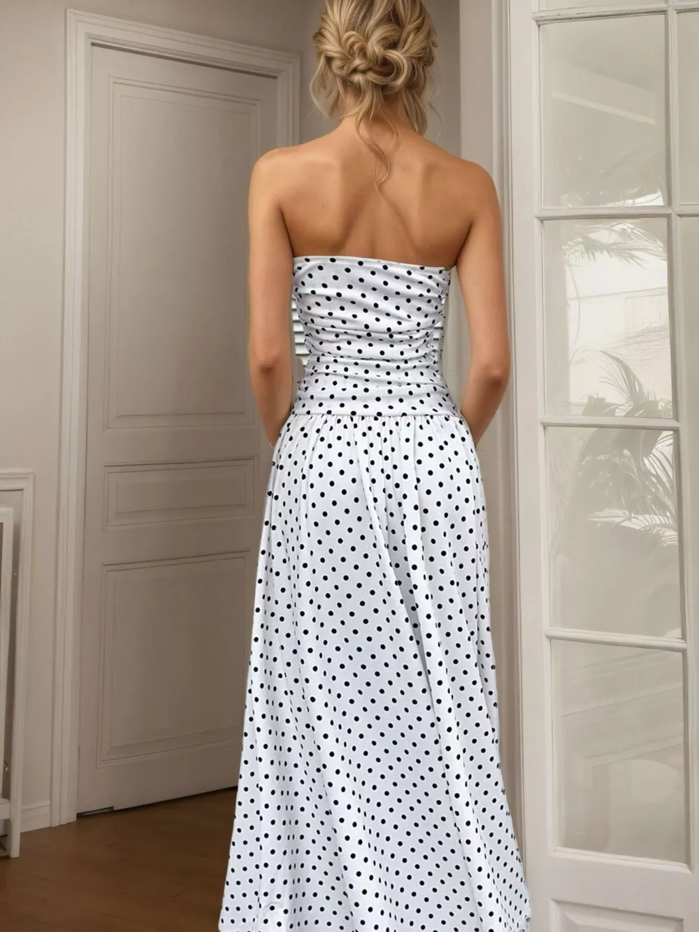 Polka Dot Strapless Maxi Dress, image 6