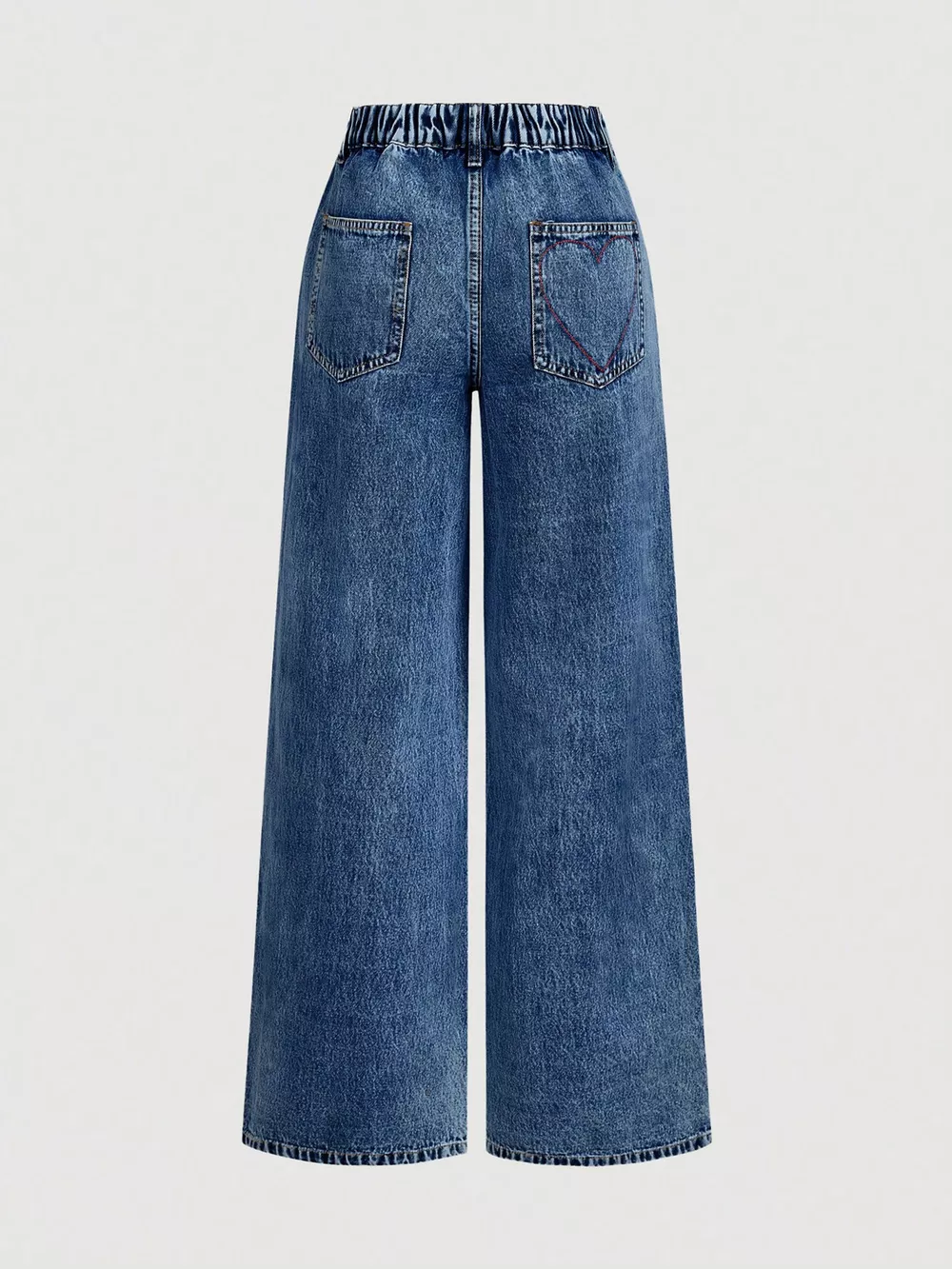 Embroidered Heart Wide-Leg Jeans, image 2