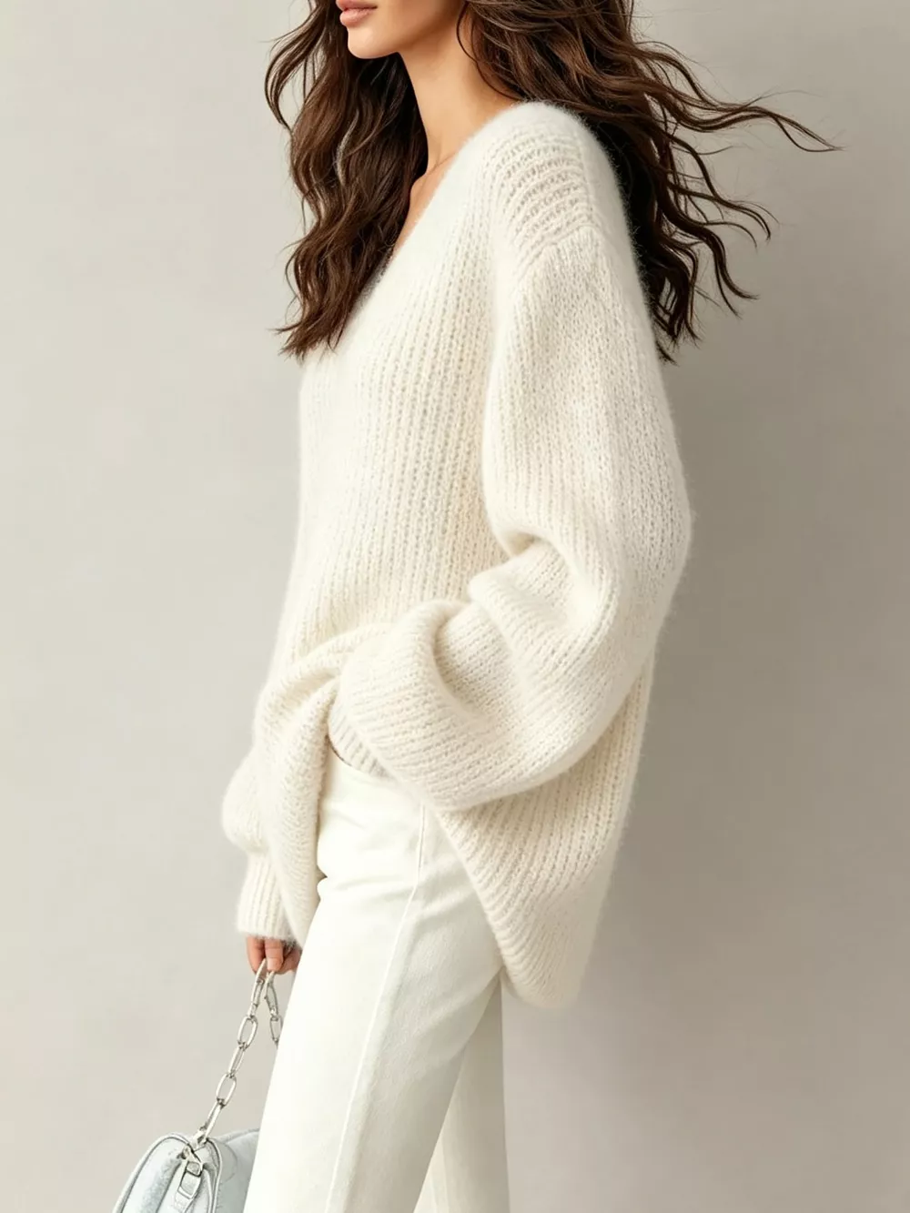 Quarter Zip Dropped Shoulder Sweater, image 3