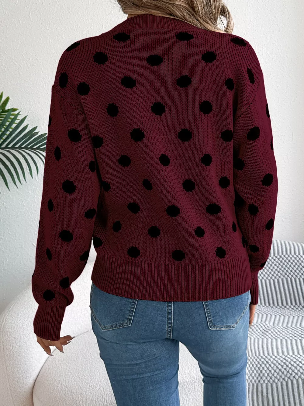 Polka Dot Round Neck Sweater, image 10