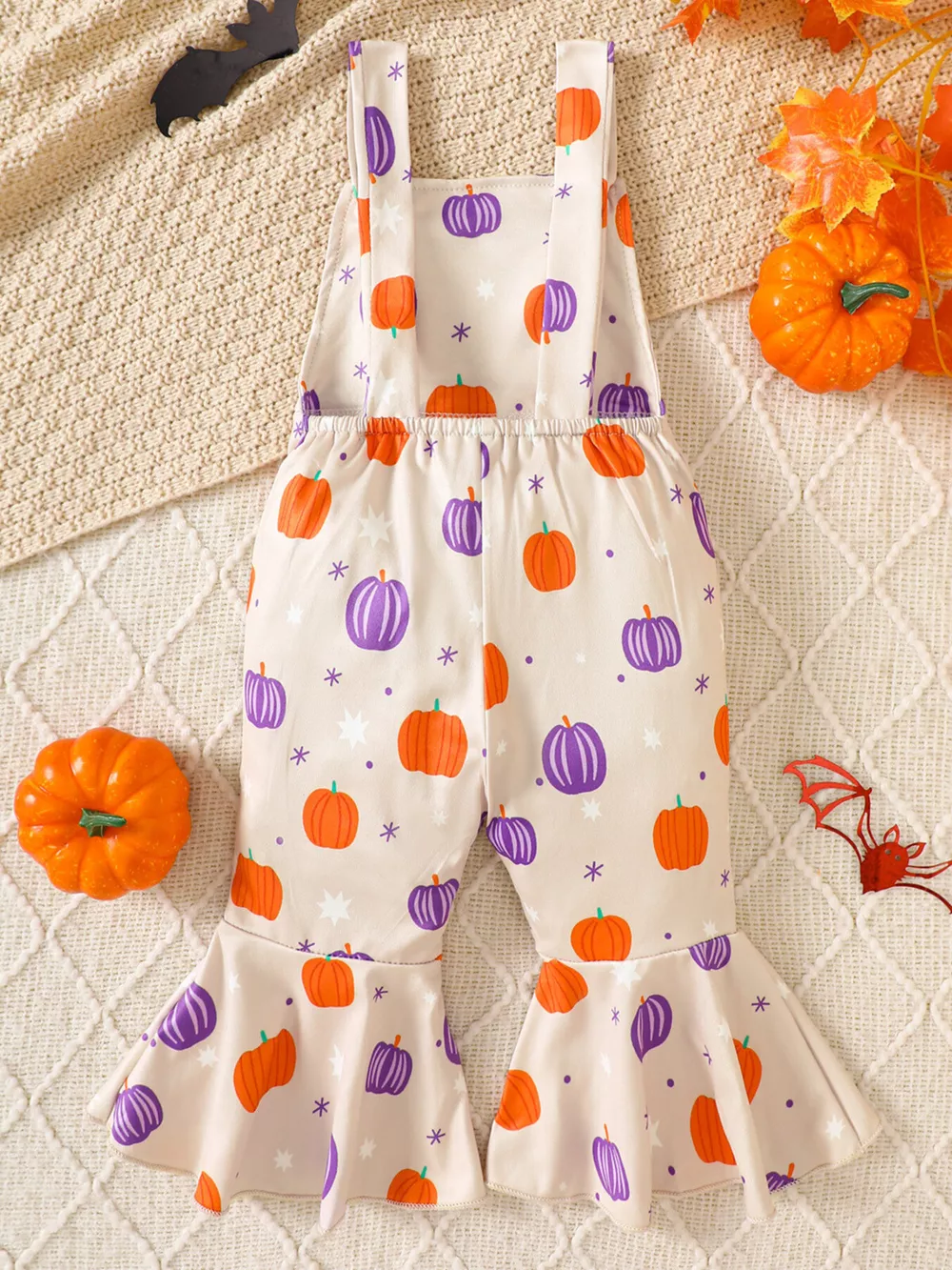Children's Halloween Pumpkin Print Bell-Bottom Jumpsuit, image 11