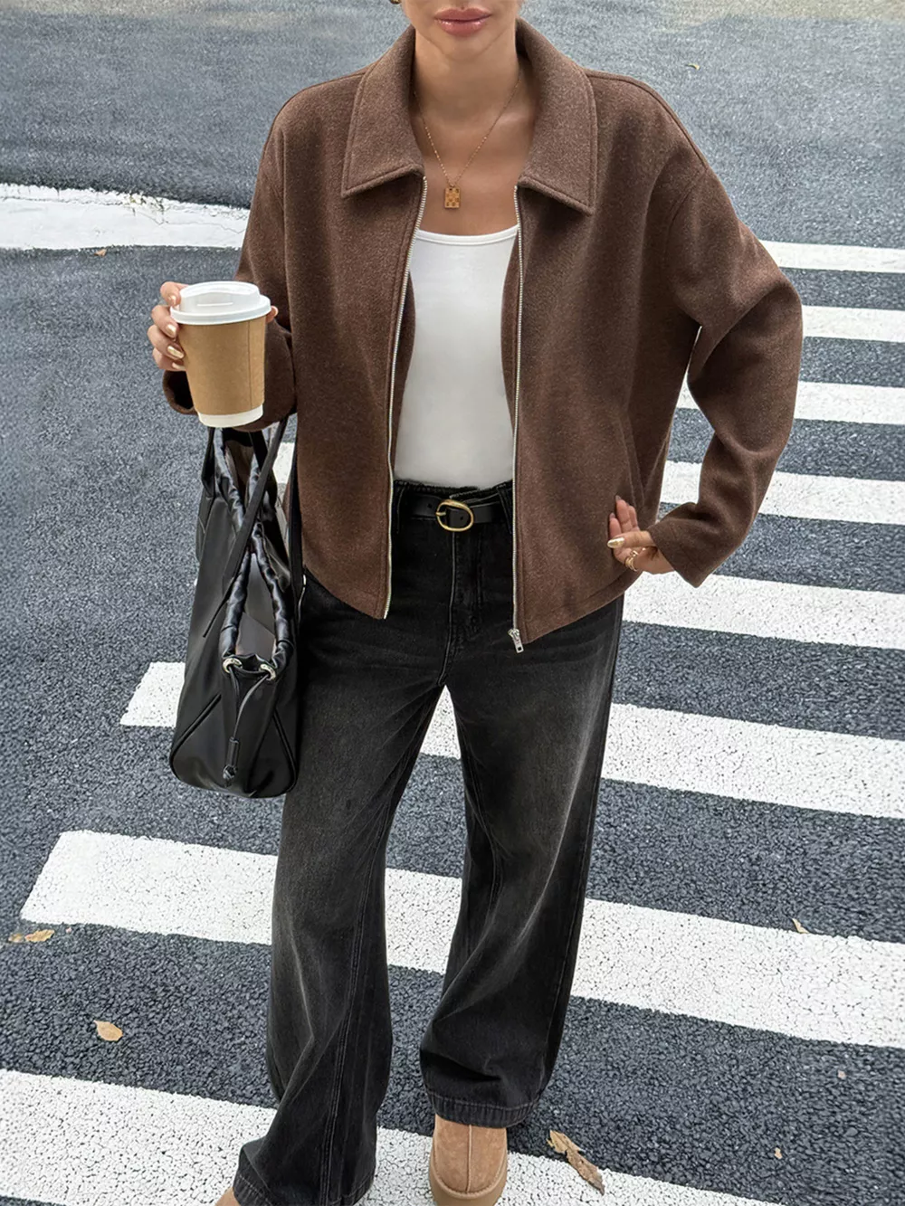 Zip-Up Dropped Shoulder Jacket, image 8