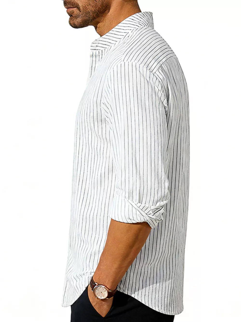 Men's Full Size Striped Long Sleeve Shirt Plus Size, image 15