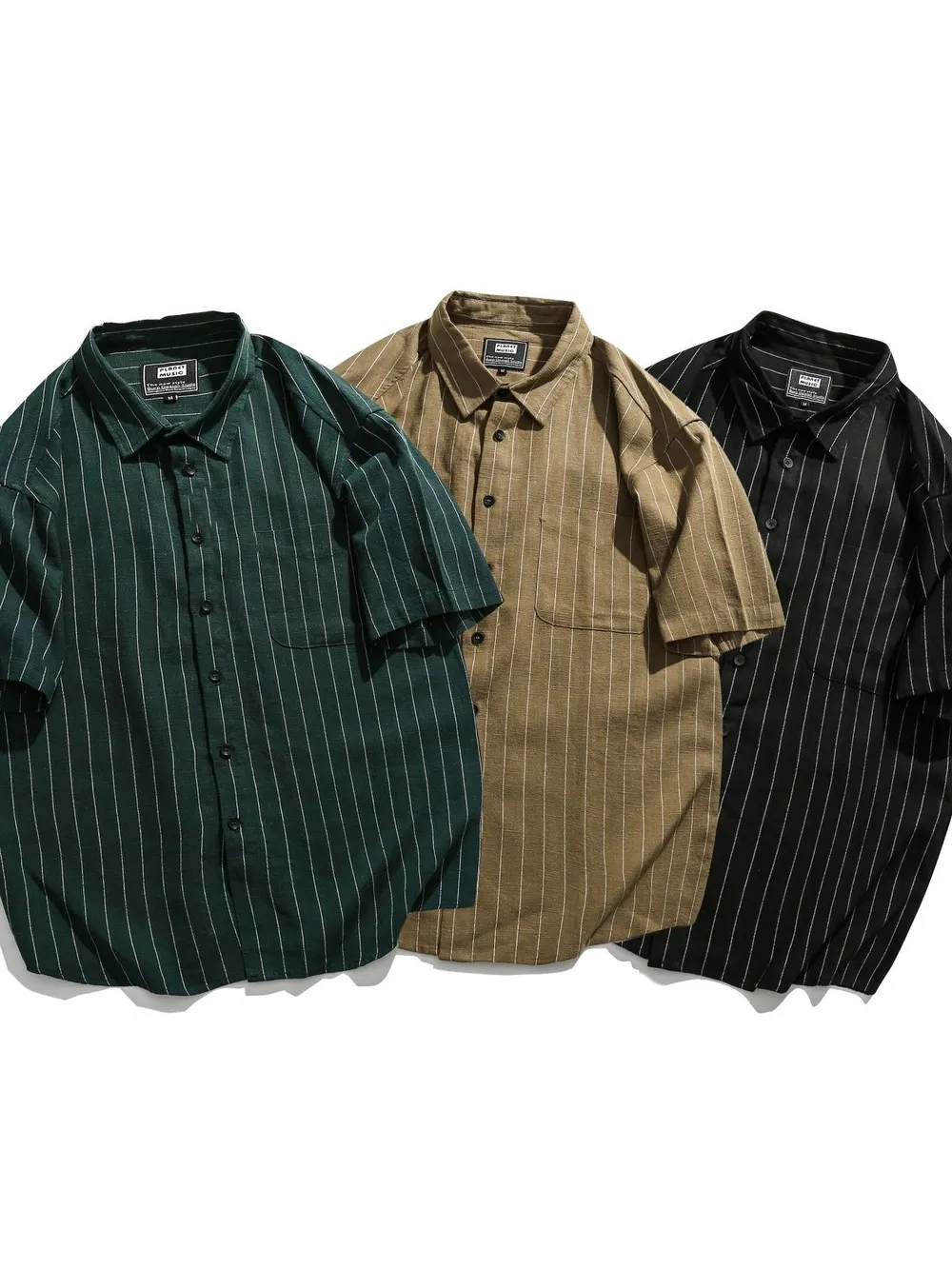 Men's Striped Button Up Short Sleeve Shirt, image 5