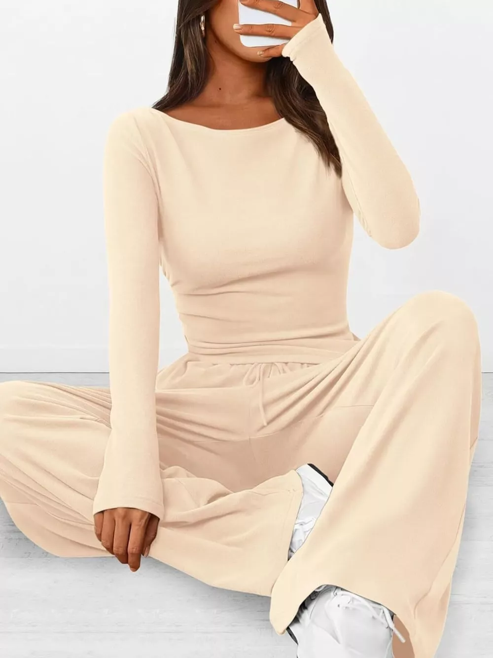 Long Sleeve Top and Wide Leg Pants Set, image 5