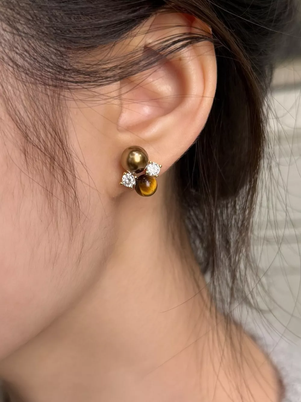 Tiger Eye Stud Earrings, image 3