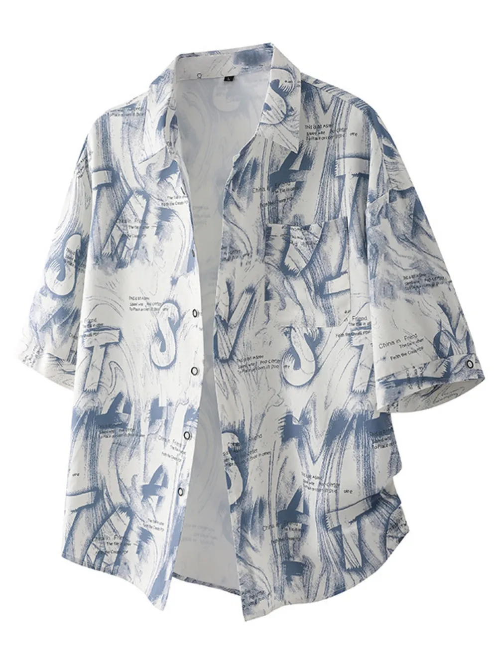 Men's Plus Size Abstract Print Casual Short Sleeve Shirt, image 3
