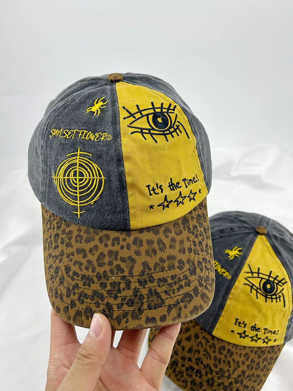 Printed Baseball Cap with Leopard Brim, image 3