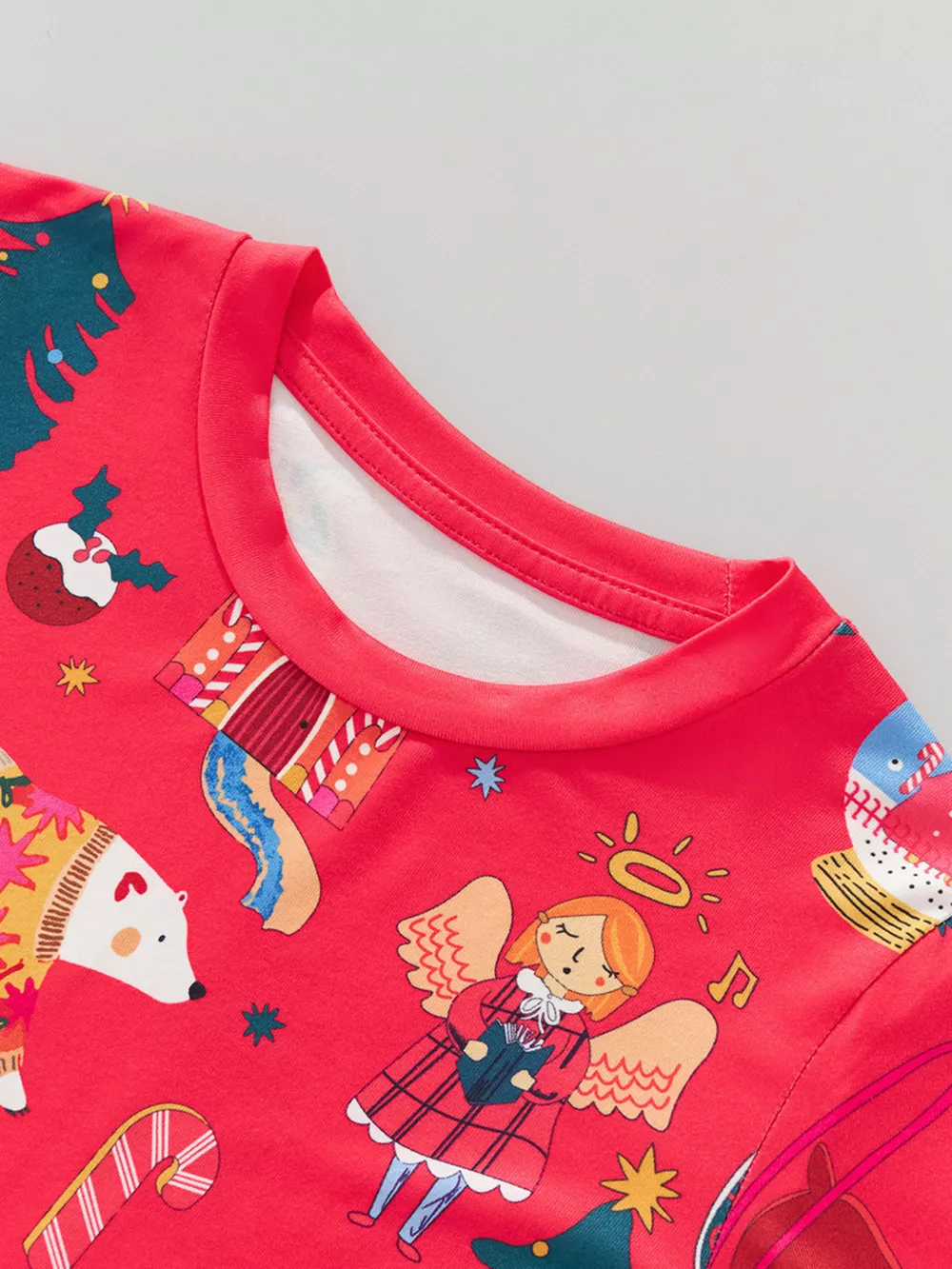 Children's Christmas Print Round Neck Top and Pants Pajama Set, image 4