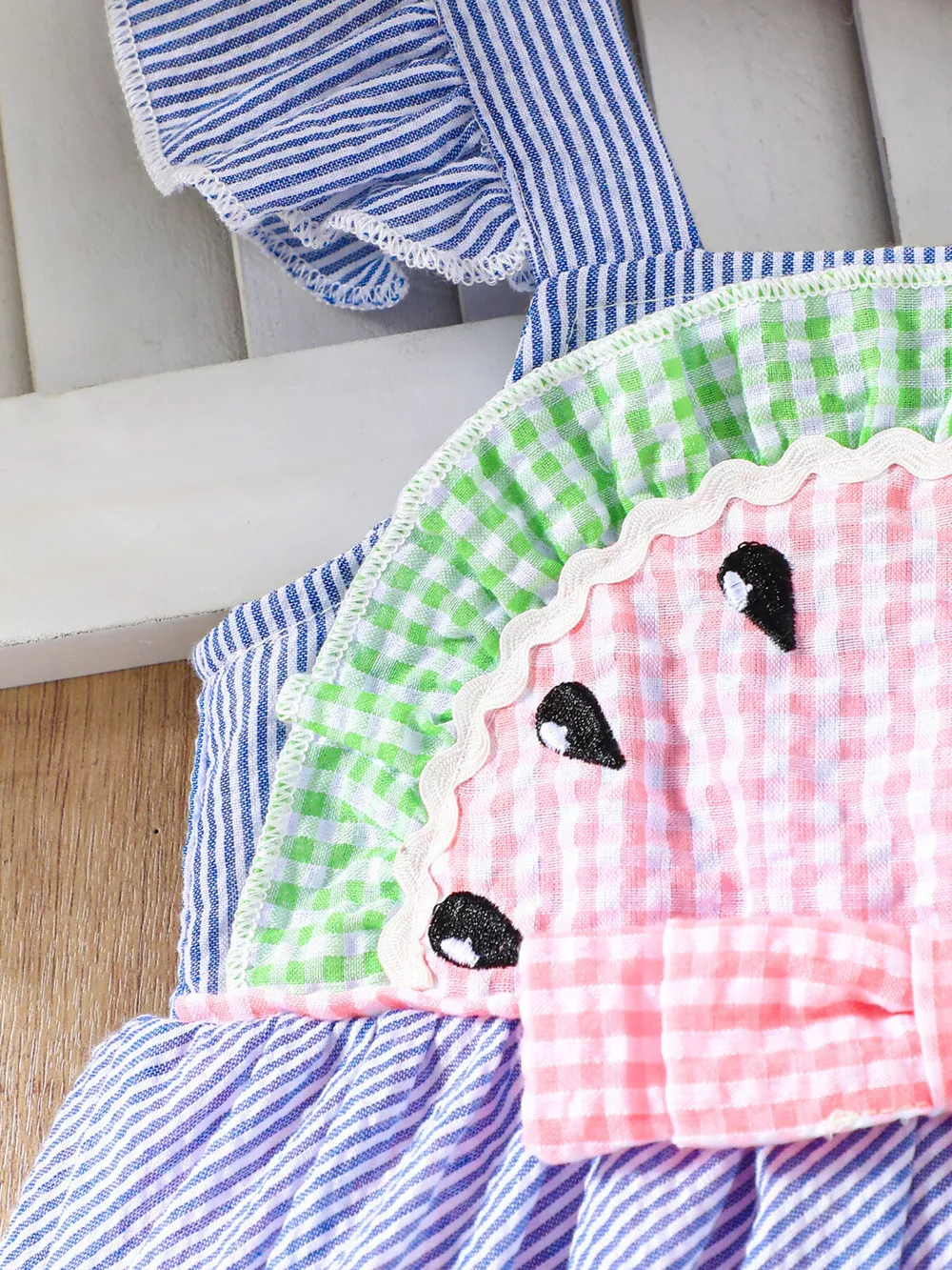 Children's Striped Watermelon Ruffle Sleeve Dress, image 3