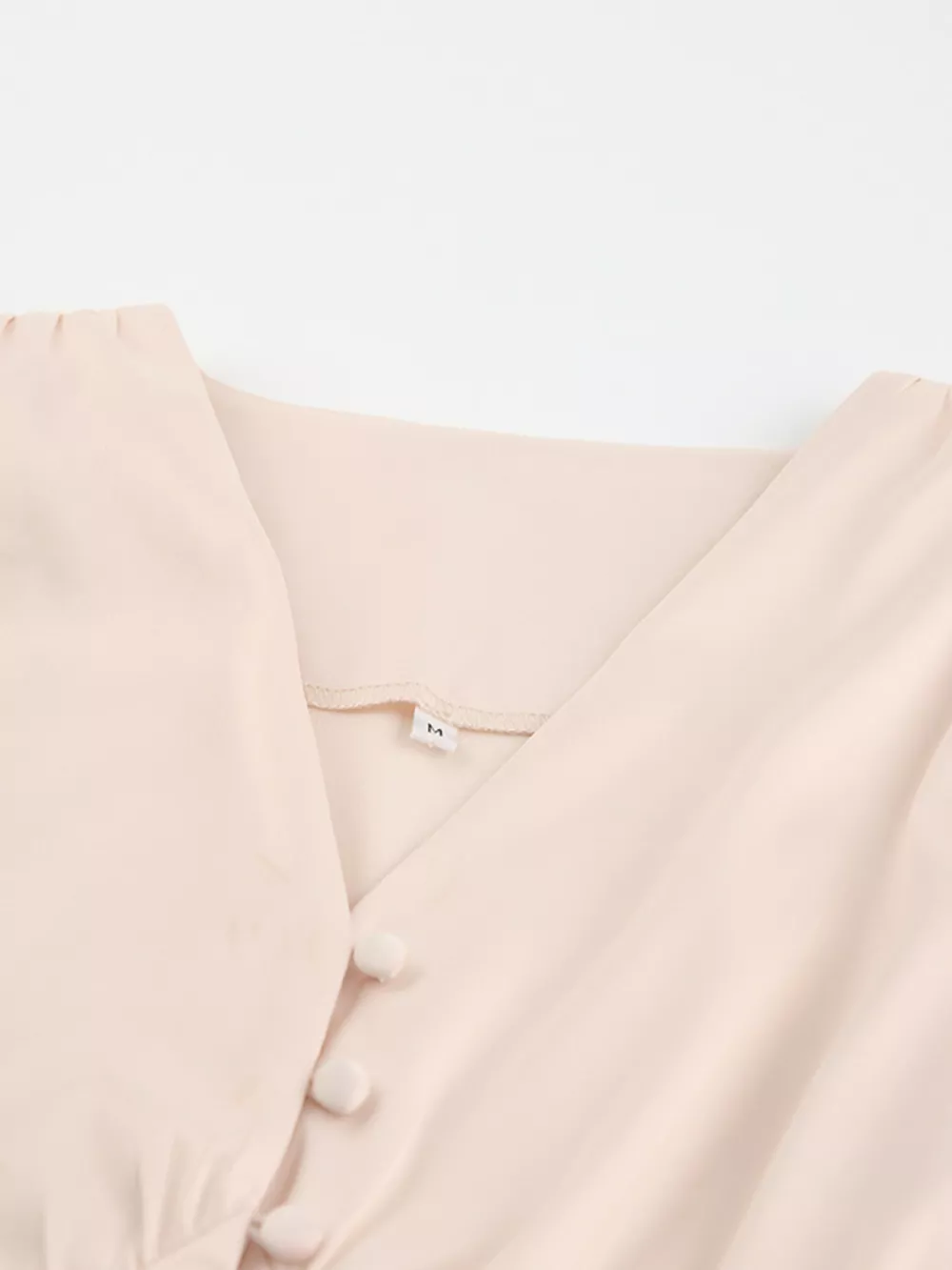Elegant V-Neck Puff Sleeve Button-Down Midi Dress, image 7