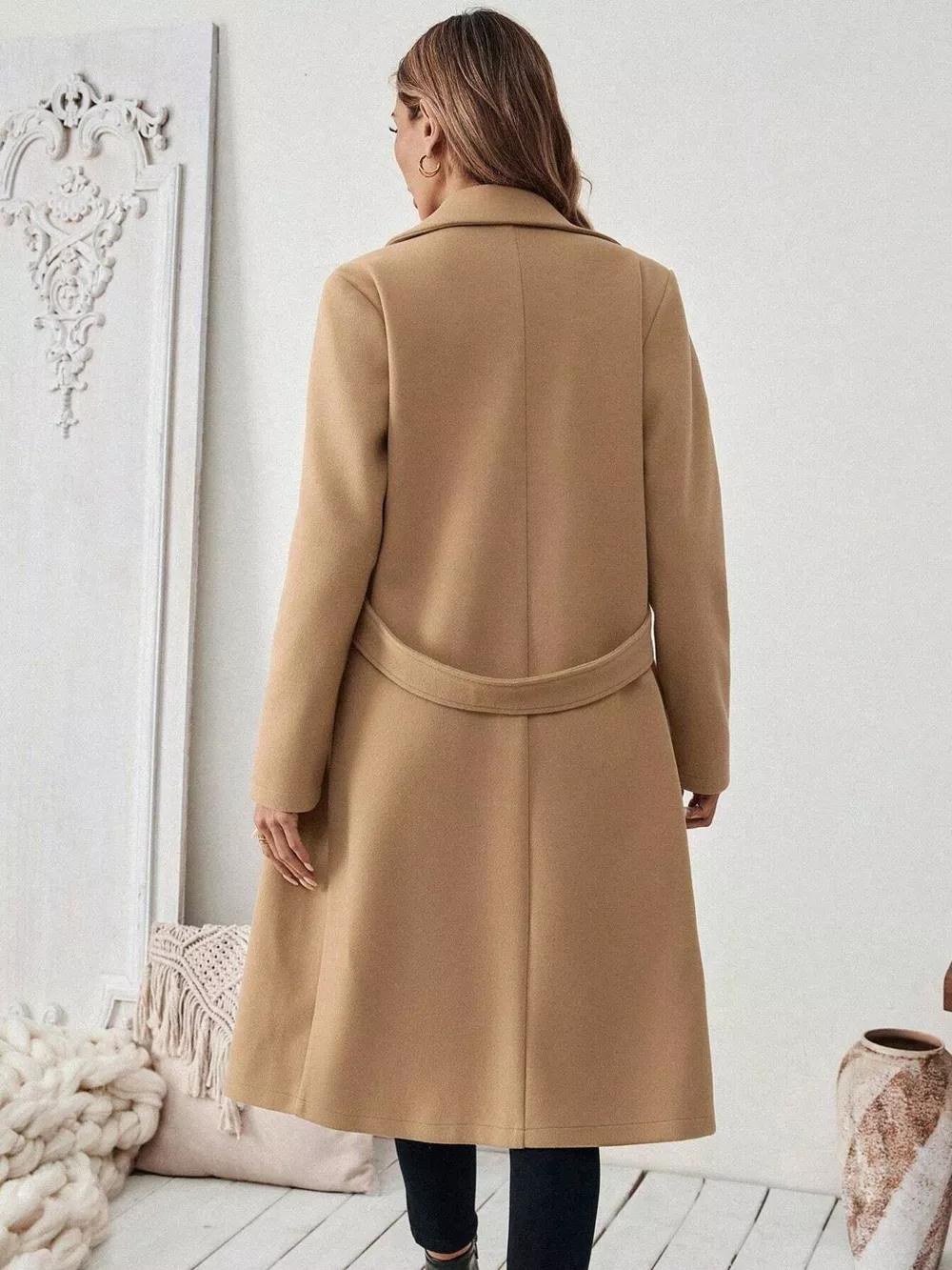One Button Wool Blend Overcoat, image 4