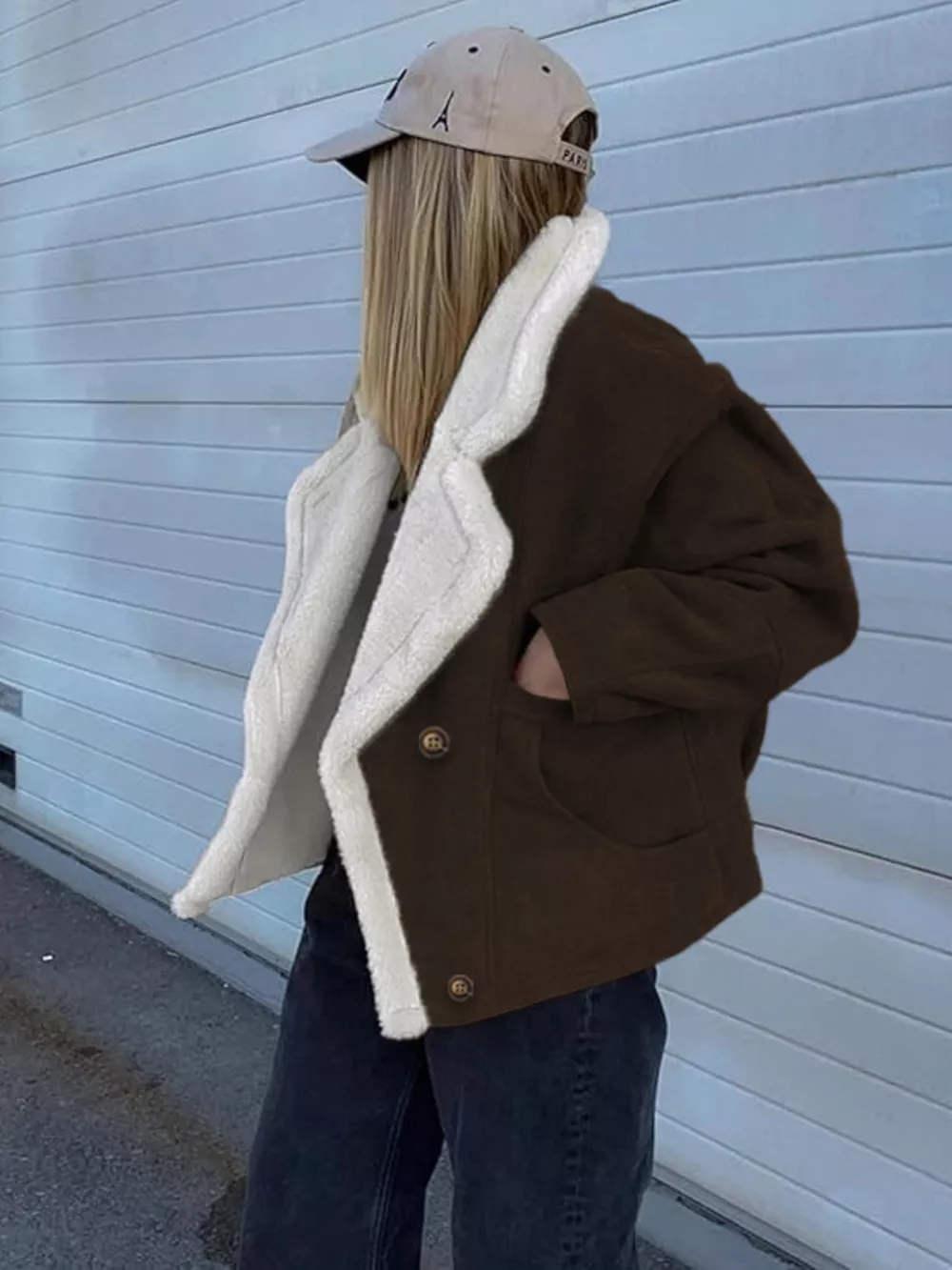 Plush Lined Dropped Shoulder Outerwear, image 7