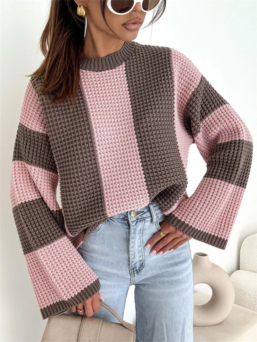 Color Block Long Sleeve Sweater, image 2
