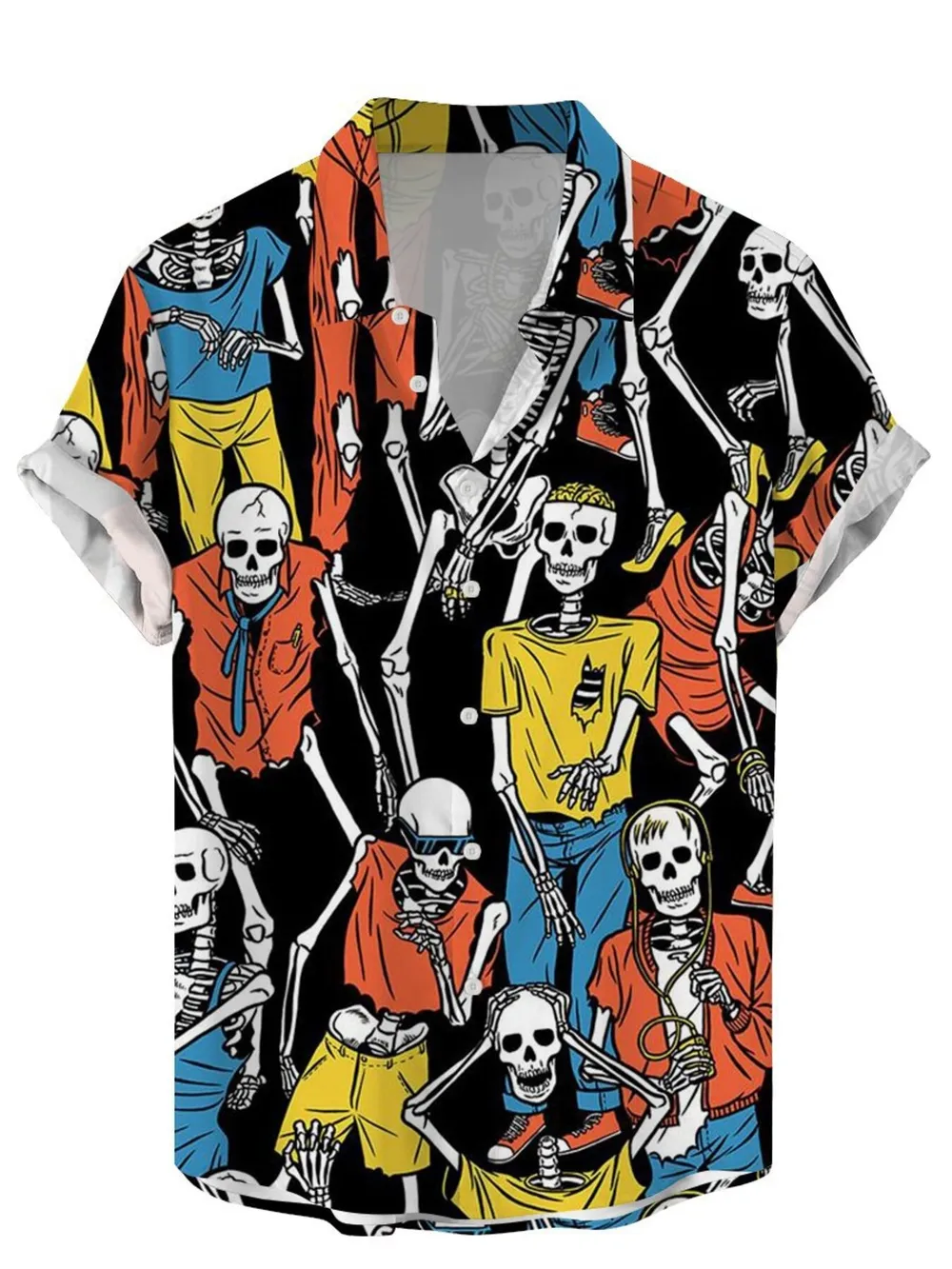 Men's Plus Size Printed Button Up Short Sleeve Shirt, image 2